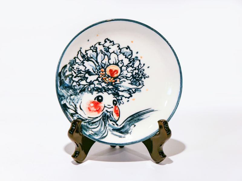 樂融工坊——陳宣亦&吳紫瑄-陶瓷藝品--金魚花盤-藍邊