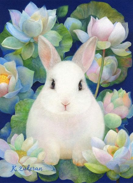 瑞慶覽香織-七月 蓮花吉祥兔 蓮うさぎ  July Lotus Auspicious Rabbit