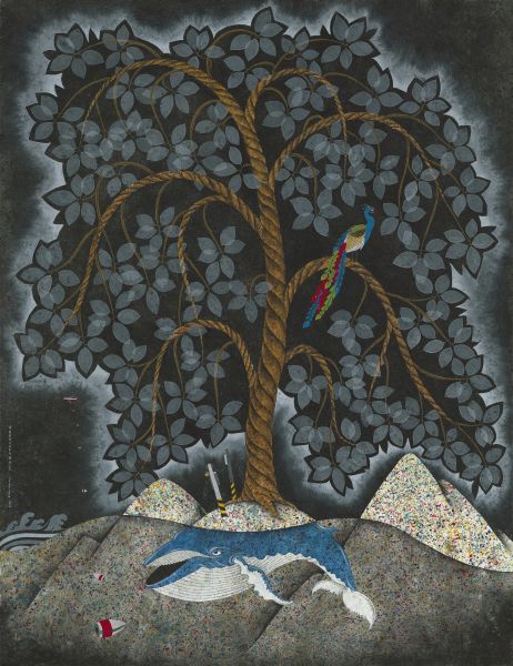 華建强-園丁周休二日－驚恐圖 The Gardener is Closed for Two Days a Week – Whale and Peacock