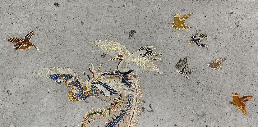 煙波龍 花鳥圖 廖昭豪-百鳥朝鳳圖Copper Wire Flooring: Phoenix and Birds - 非池中