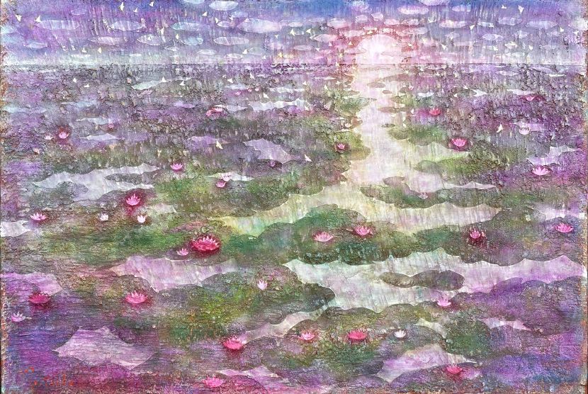 弓手研平-Pale Pink Water Lily Pond