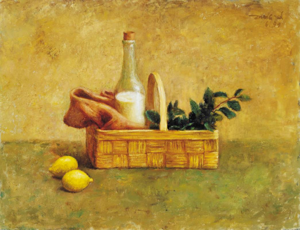 張珺 / 有檸檬的靜物 / 49.8x64.6cm / 油畫畫布 / 1999
