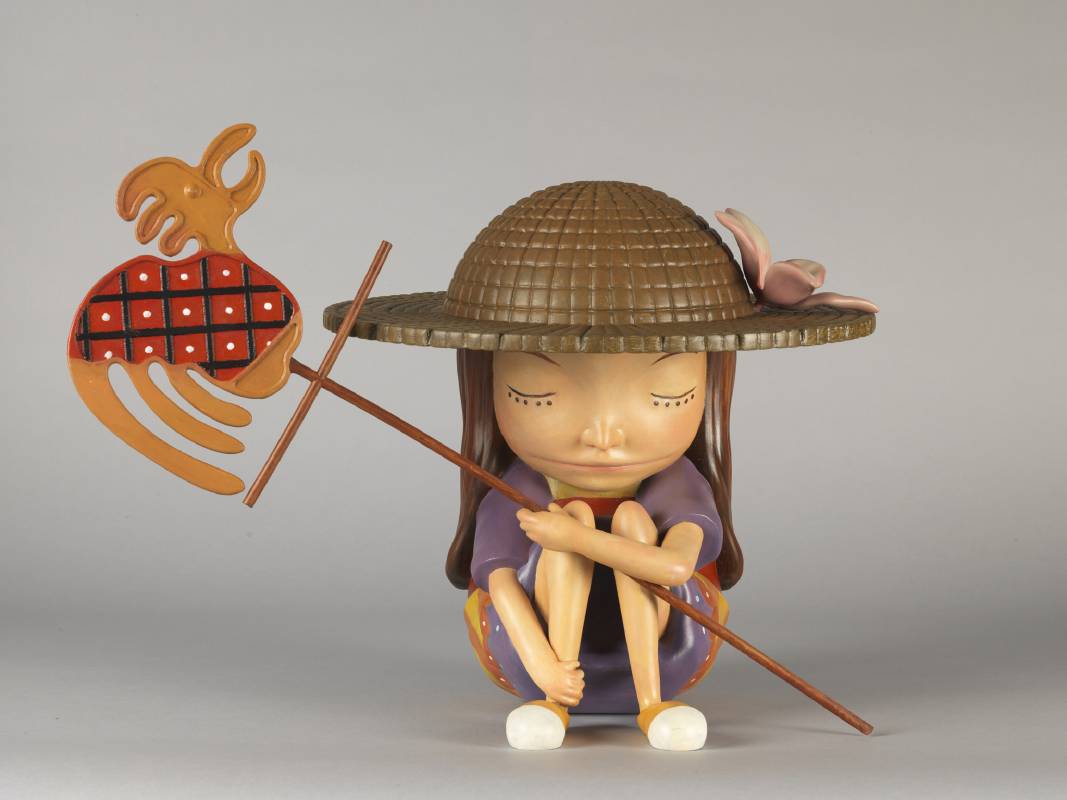 Silent Girl-Marron / 33x40.5x33.5cm / 樹脂，白鐵絲，複合媒材，壓克力手工上色 Resin,Stainless wire,Mixed media,Acrylic hand-colored / 2018