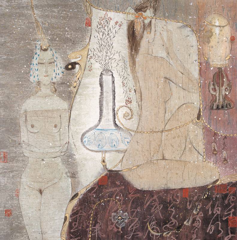 顧迎慶 / 遠古紋身系列‧5 / 69×69cm / 混合媒材紙本 / (1990)