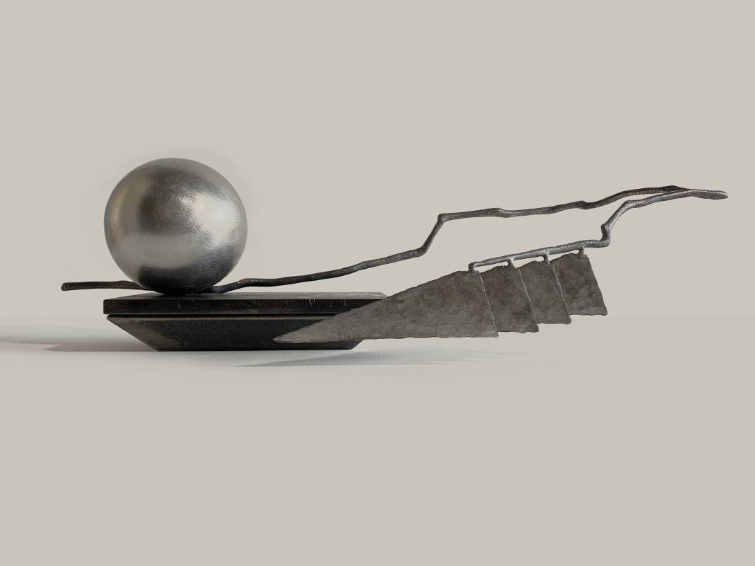 胡竣傑 / 搖晃的瑣碎 VII / 13.5×50cm / 鐵，不鏽鋼堆焊 / 2024