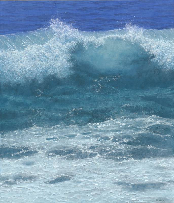 藝術家：李致勳　　標題：騰浪 　  尺寸： 53 * 46 cm (10)     材質：岩彩 / 紙本  　　年代：2023　