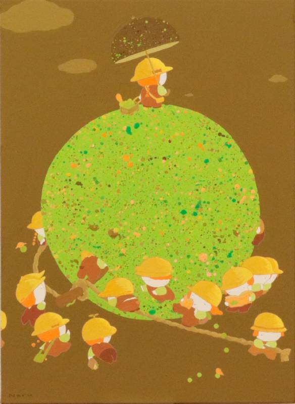 黑宮成美　　午后時光-綠蘋果球 　　33.3 * 24.2 cm (4) 　　 複合媒材 / 紙本