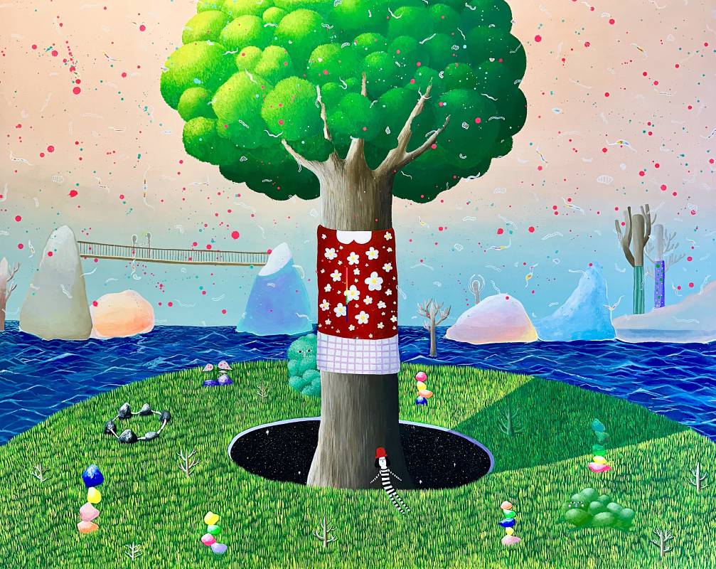 藝術家：王莉瑩　　標題： 蘊 　　尺寸：91 * 116.5 cm  　材質：壓克力／畫布　　年代：2025