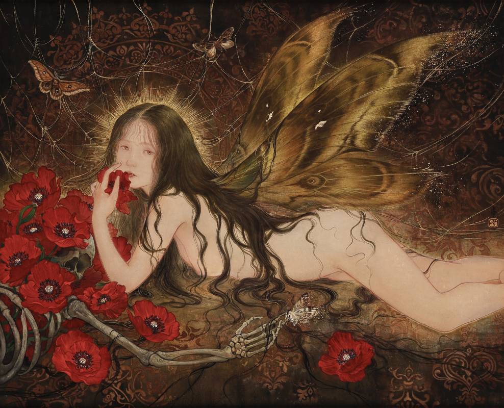羅 上 宇　　 無聲的結合 　65 * 80 cm (26)　　 礦物、紙本　	2022 