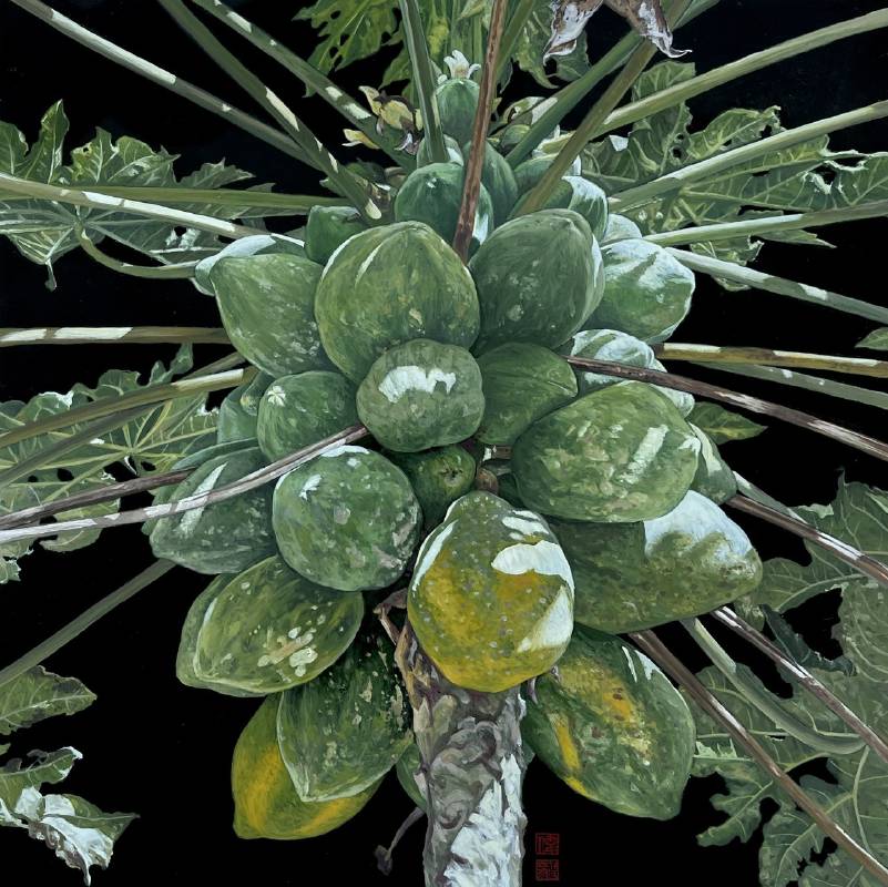 陳偉毅　　富裕 　30 * 30 cm　　 漆畫／木板 　 2025