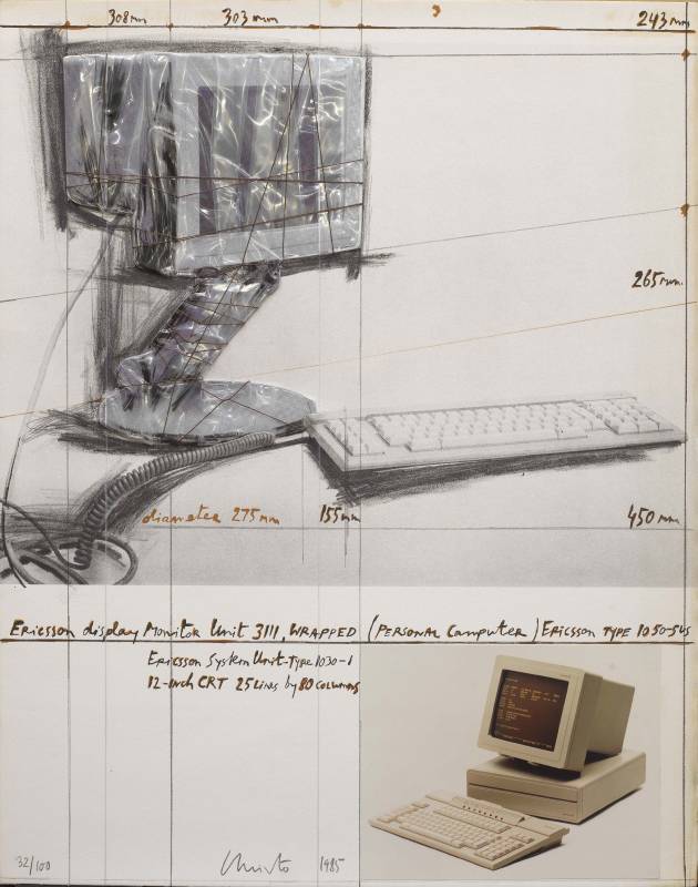 克里斯妥  Christo and Jeanne-Claude       Ericsson Display Monitor 3111 Wrapped        71 * 57 cm        版次32/100    版畫     19854