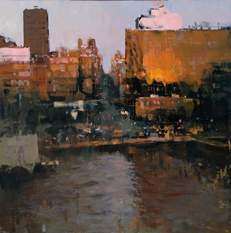 曾新耀　金黃雀兒喜　　　 40.6 * 40.6 cm (8.3)　 油畫／畫板　 2025