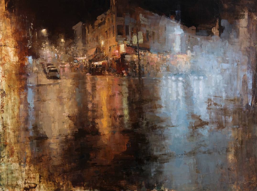 曾新耀　雨夜交響曲 　　91.4 *122 cm (56)　 油畫／畫板　 2025