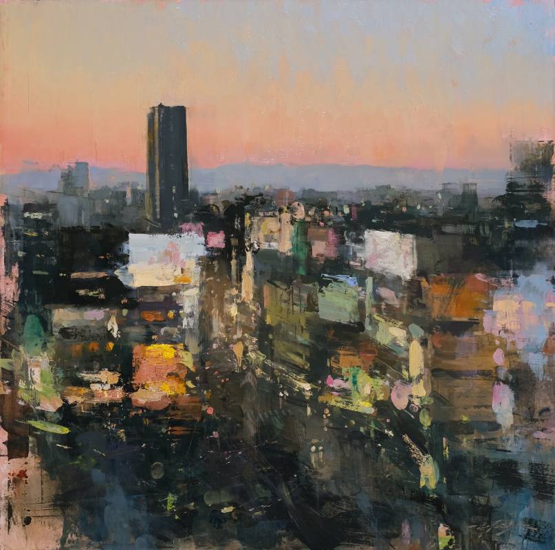 曾新耀　澀谷暮色 　　45.7 * 45.7 cm (10.5)　　 油畫／畫板　 2025