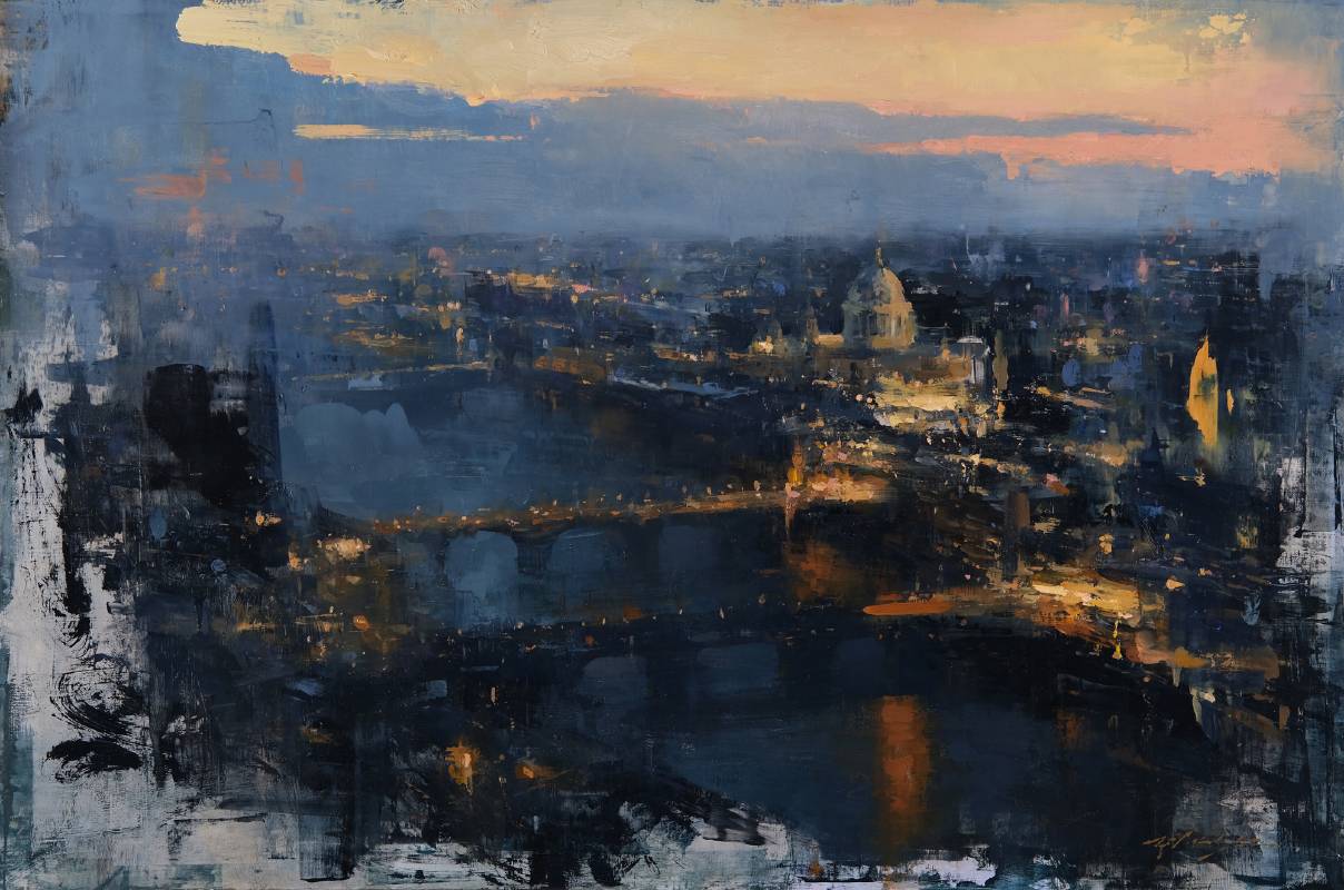 曾新耀　倫敦夜曲　　 61 * 91.4 cm (28)　 油畫／畫板　 2025