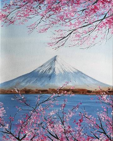 艾瑪 Amma-《櫻花與富士山》Cherry Blossom and Fuji Mountain