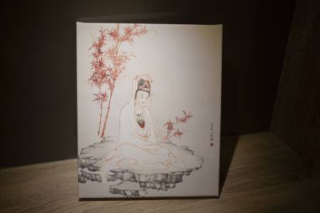林生文化藝術-無框版畫-硃砂竹升觀音