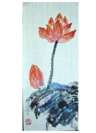尤景正-紅荷泥金