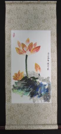 尤景正-潑墨朱荷泥金