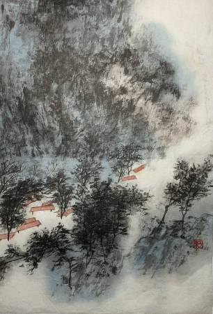 匋東-明陳琛題雲深處小景