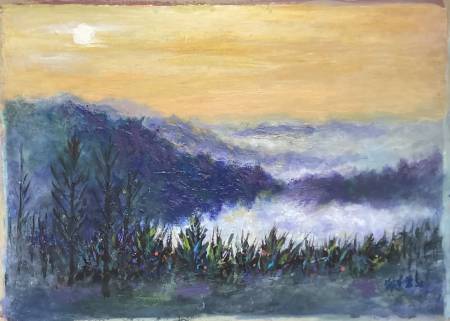 鄭素雲-塔塔加午後的雲海，4K壓克力顏料