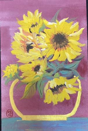 謝麗真-金色捧著向日葵