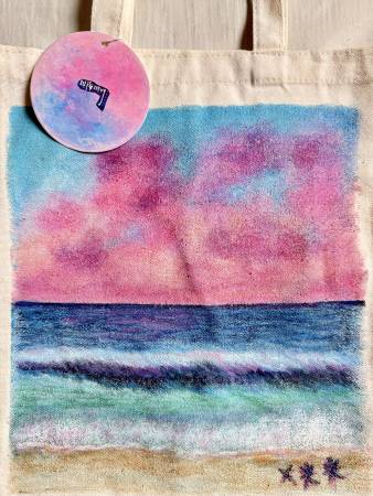 徐小萍-粉色光海藝術展—手繪粉光帆布袋