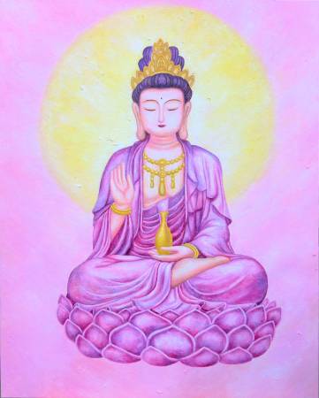 林容德-粉紫色觀世音菩薩畫像Pinkish-purple Guanyin Bodhisattva image