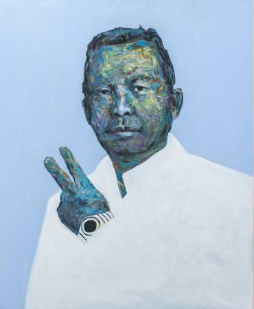 江孟璋-自畫像 Self-portrait in white suit