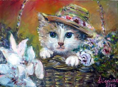 薇薇安-花籃裡的小貓