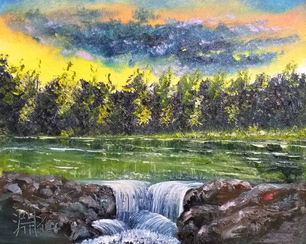 鄭淵仁-夕陽下的溪