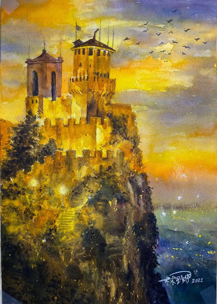 林珍伊-歐洲夜景 聖馬利諾SanMarino (含框)