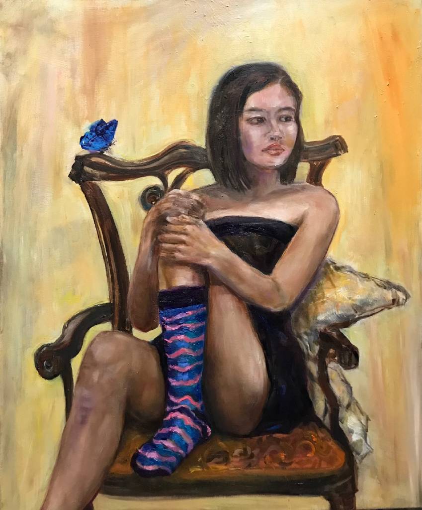 龔名俐-肖像畫《蝴蝶與女郎》