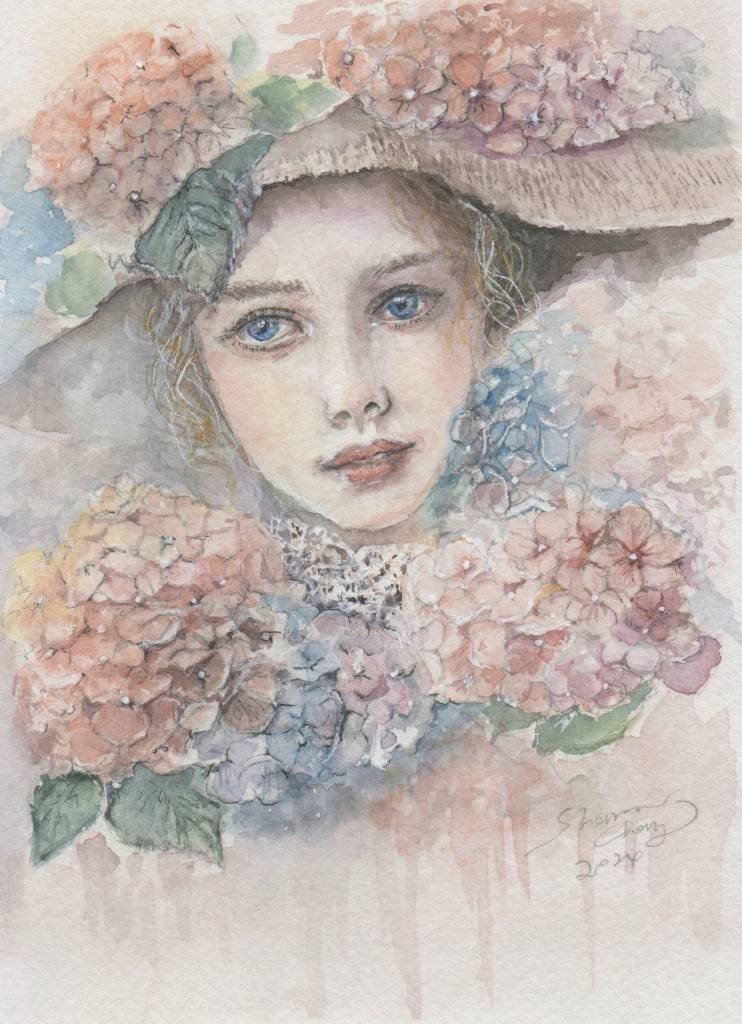 張貴雅-紫陽花之美麗與憂愁(數位版畫)