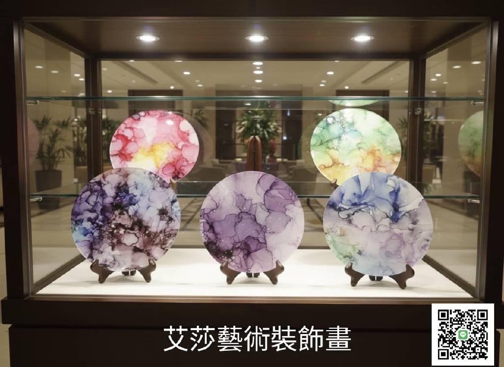艾莎藝術-圓形裝飾畫1個（附木頭腳架）