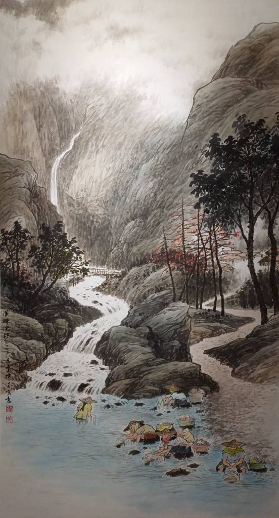 李坤才-溪畔浣紗