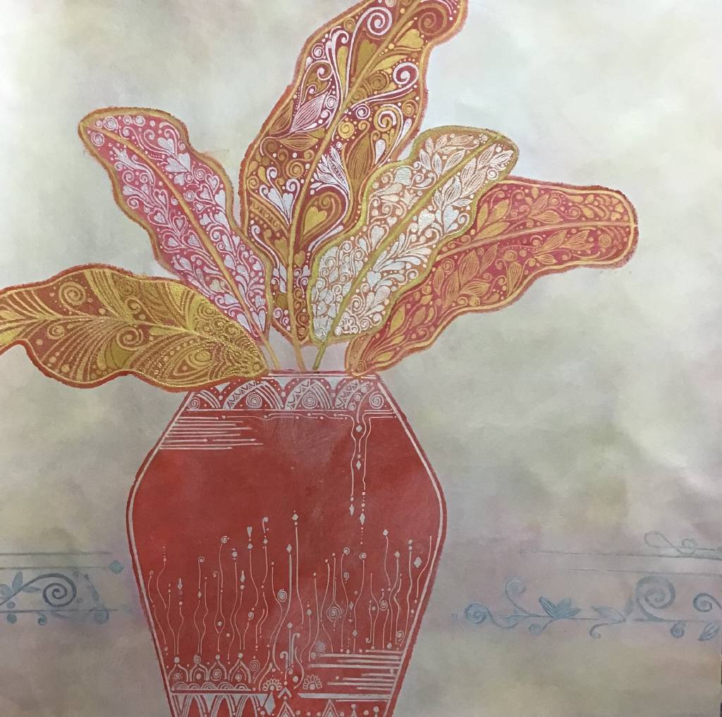 劉肖蘭-豐盈系列-喜迎春(作品含金屬光澤)