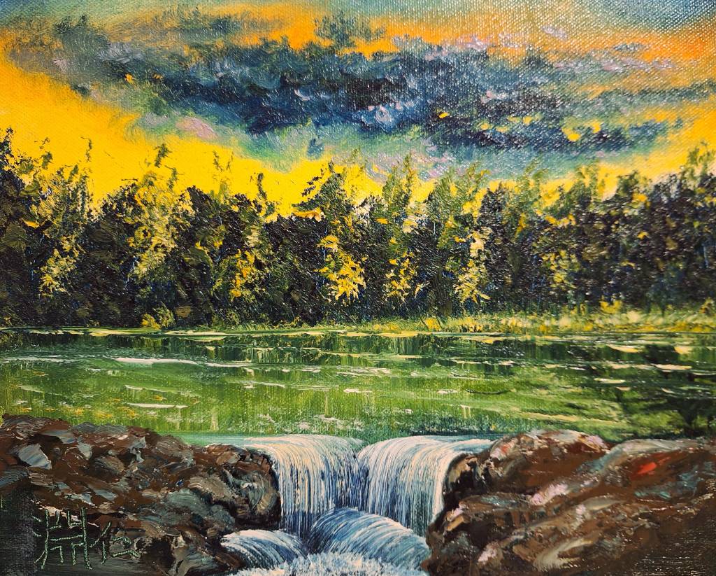 鄭淵仁-夕陽下的溪