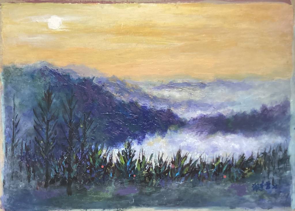 鄭素雲-塔塔加午後的雲海，4K壓克力顏料