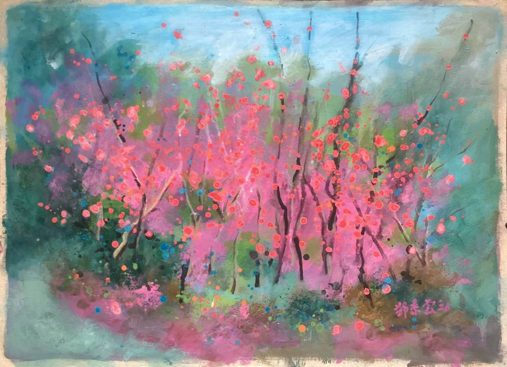 鄭素雲-六龜寶山里的櫻花季，4K壓克力顏料