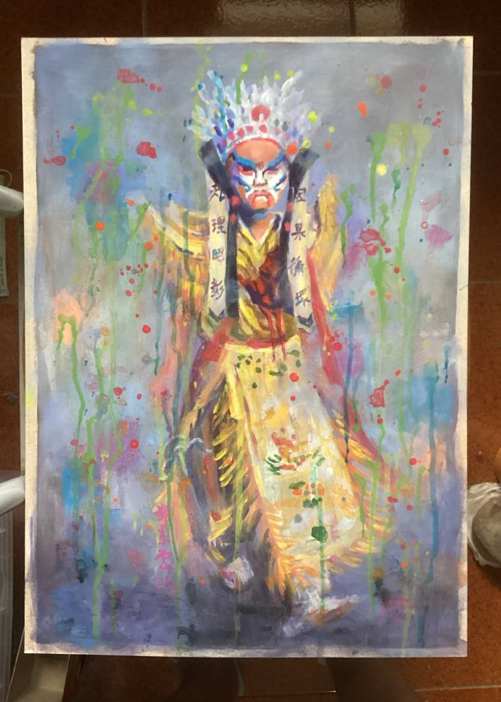 鄭素雲-廟會人物八家將：4K壓克力顏料